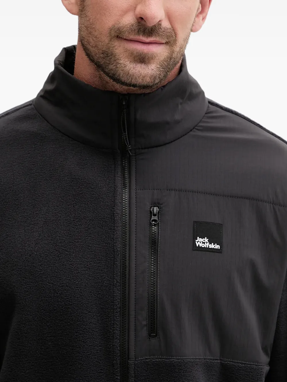 JACK WOLFSKIN Sweater met logopatch en rits Zwart