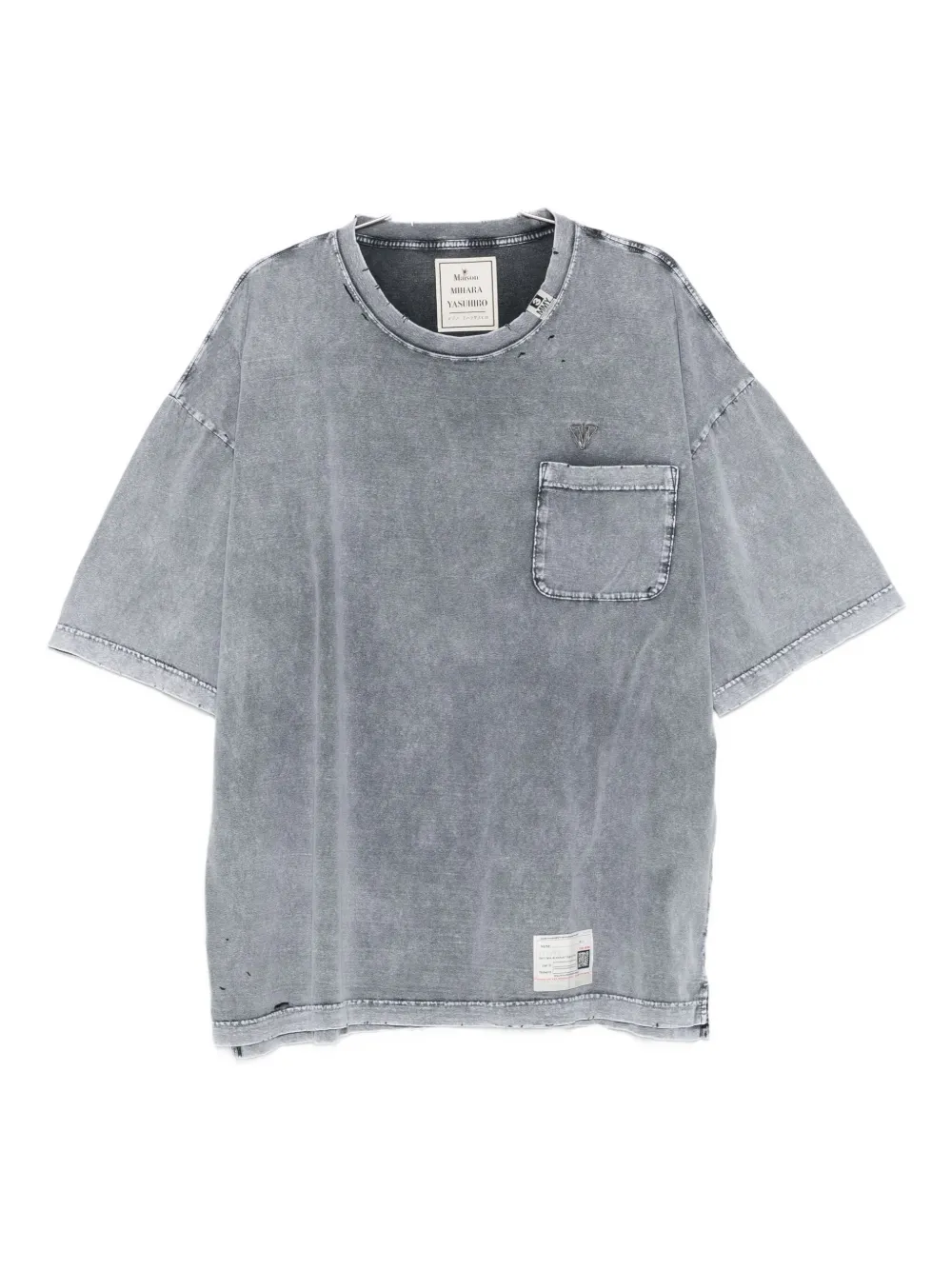 Maison MIHARA YASUHIRO chest-pocket bleached T-shirt - Grigio