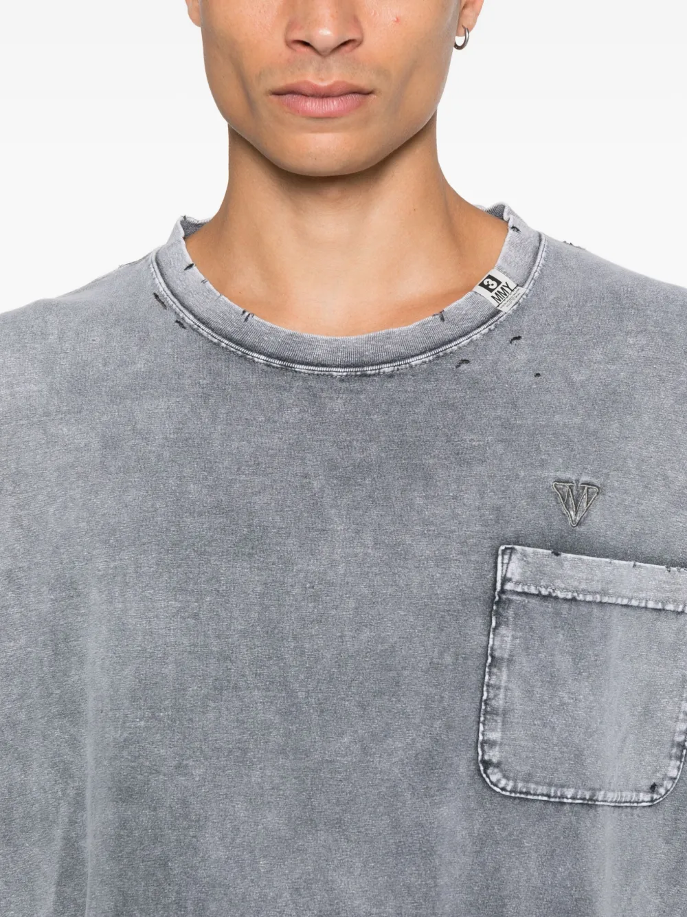 Maison MIHARA YASUHIRO Gebleekt T-shirt met borstzak Grijs