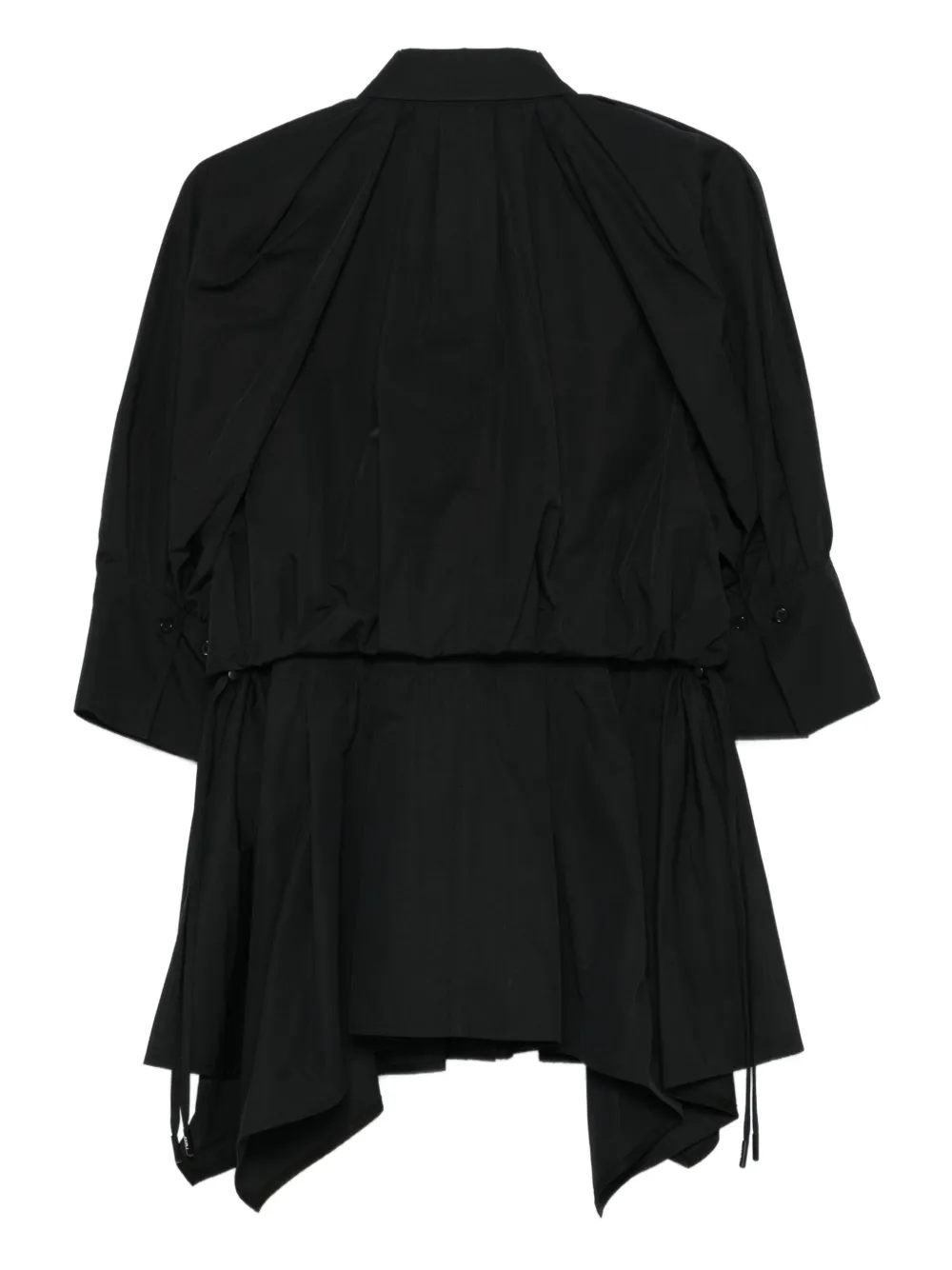 Juun.J gathered layered blouse - Zwart