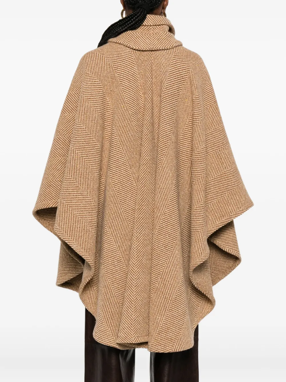 Ermanno Scervino Herringbone Cape Coat In Nude