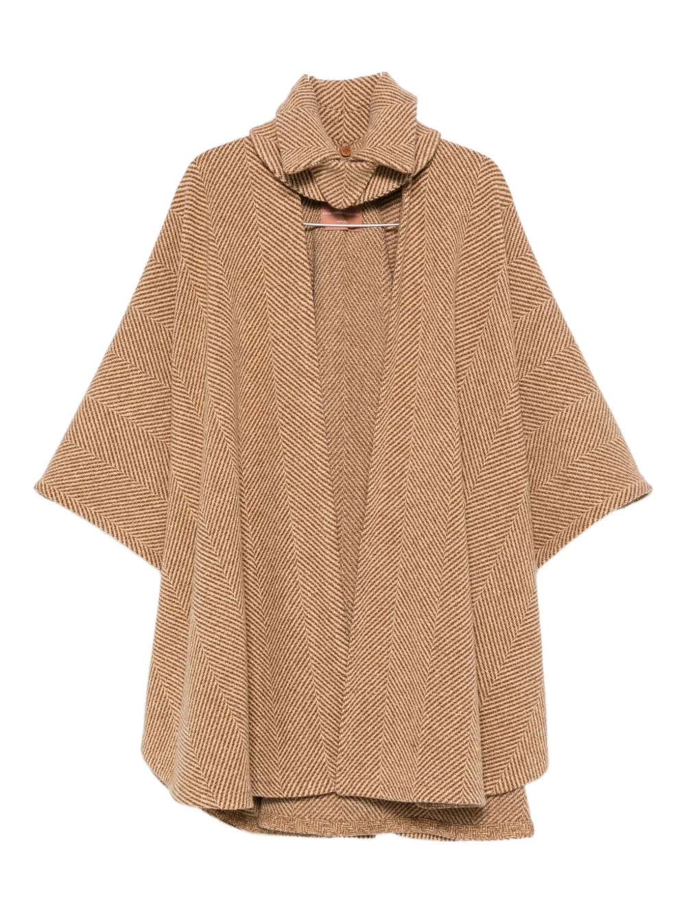 Ermanno Scervino Herringbone Cape Coat In Nude