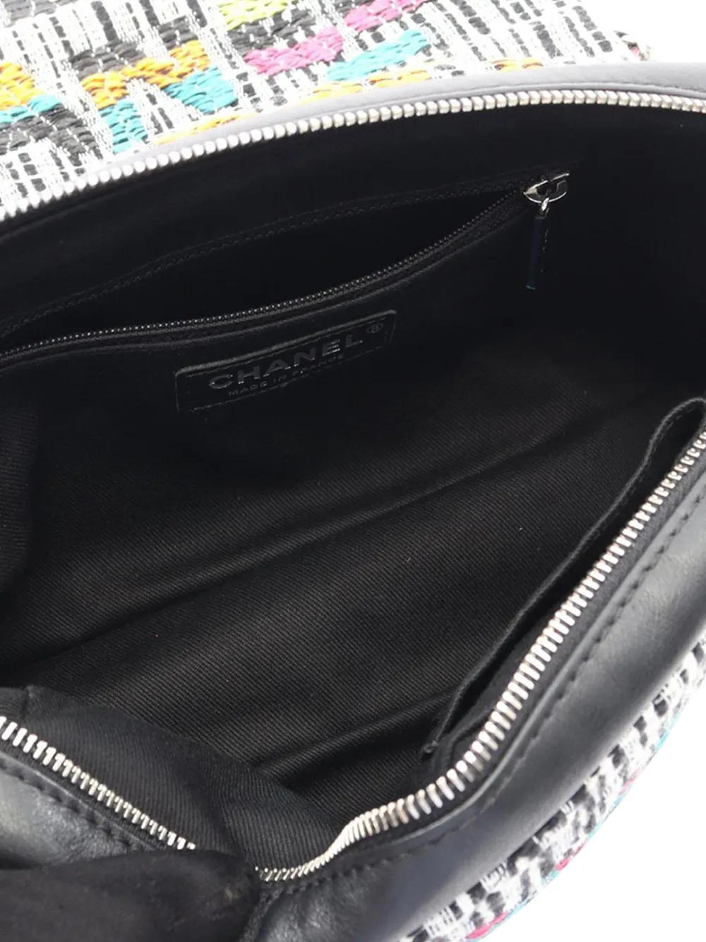 Pre-owned Chanel 2015-2016 Quilted Tweed Fantasy Easy Flap Shoulder Bag In White