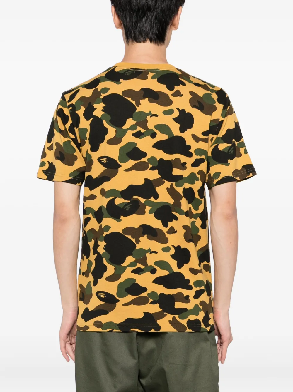 A BATHING APE T-shirt met logoprint Geel