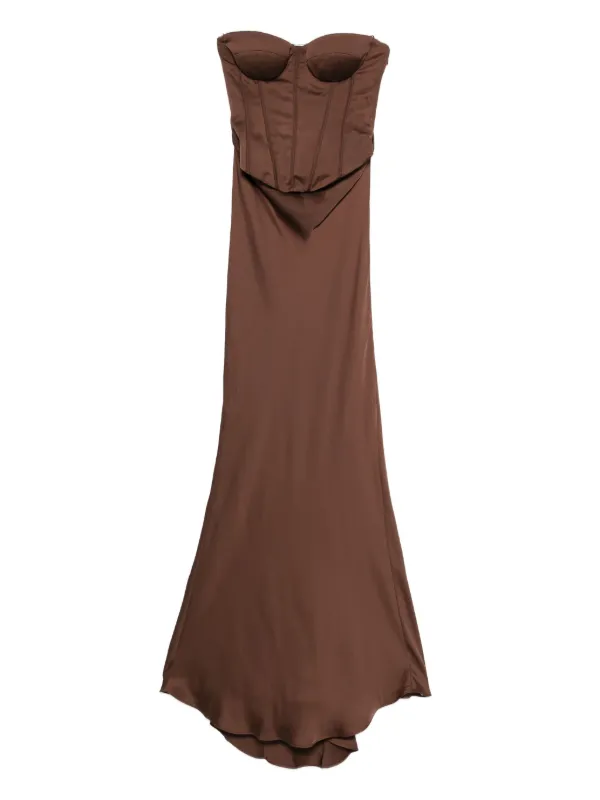 ROTATE BIRGER CHRISTENSEN Corset Panelled Dress | Brown | FARFETCH