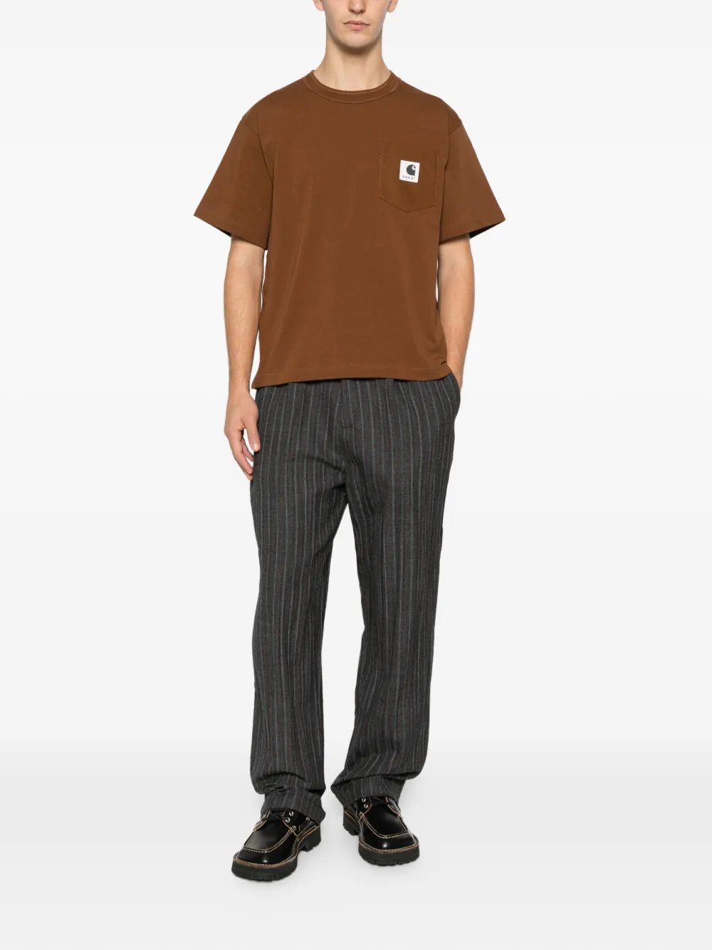 Sacai x Carhartt WIP pocket T-shirt - Bruin