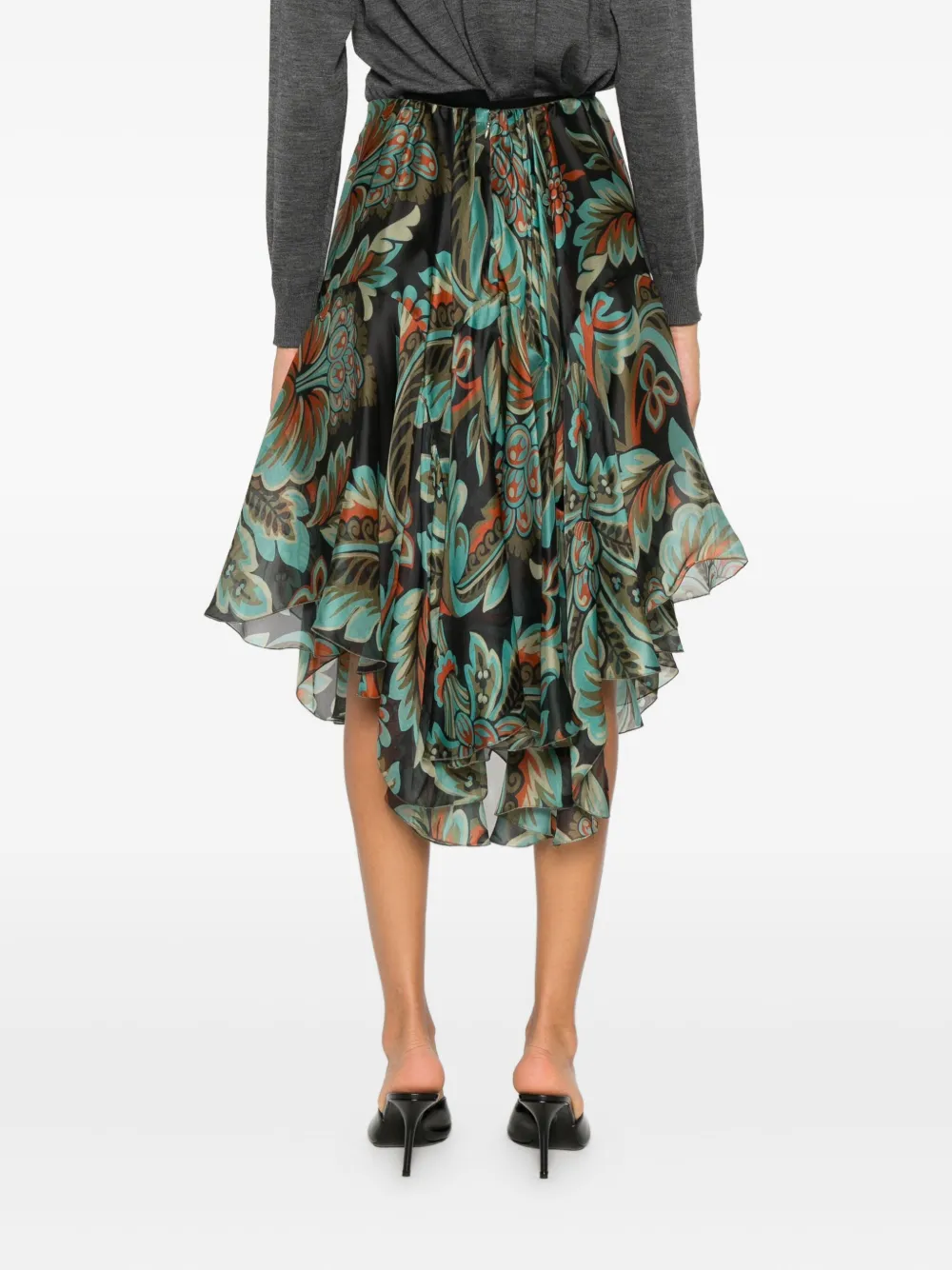 ETRO Rok met ruches en bloemenprint Zwart