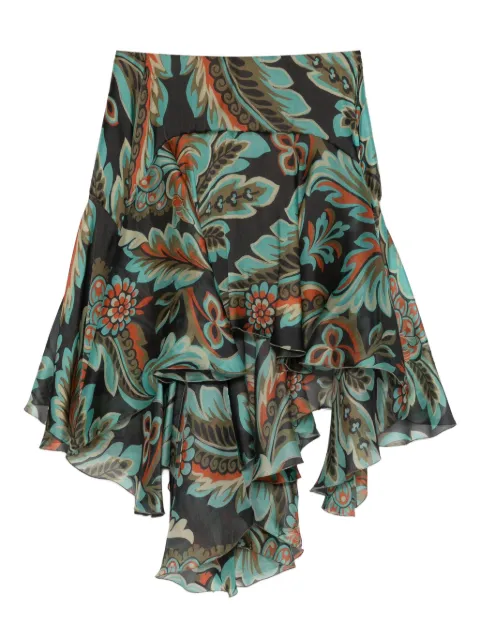 ETRO ruffled-floral skirt
