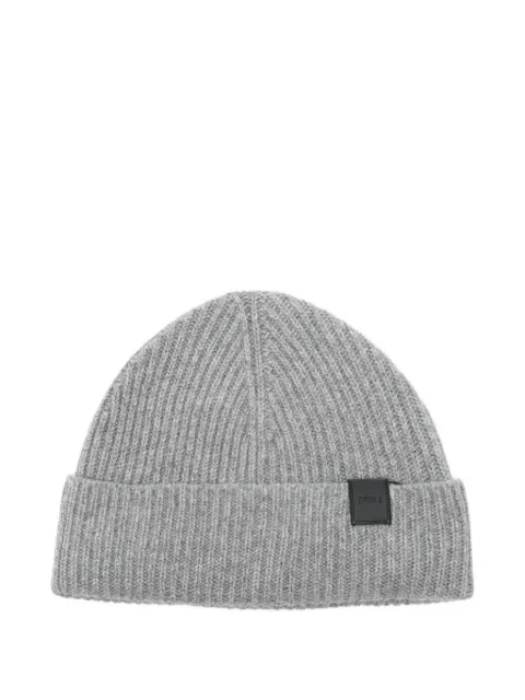 Juun.J ribbed logo-patch beanie