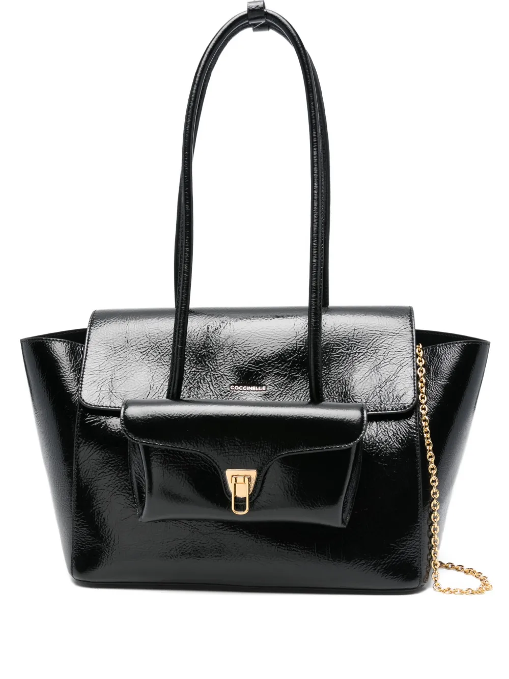 Coccinelle Large Double Beat Tote Bag In Black