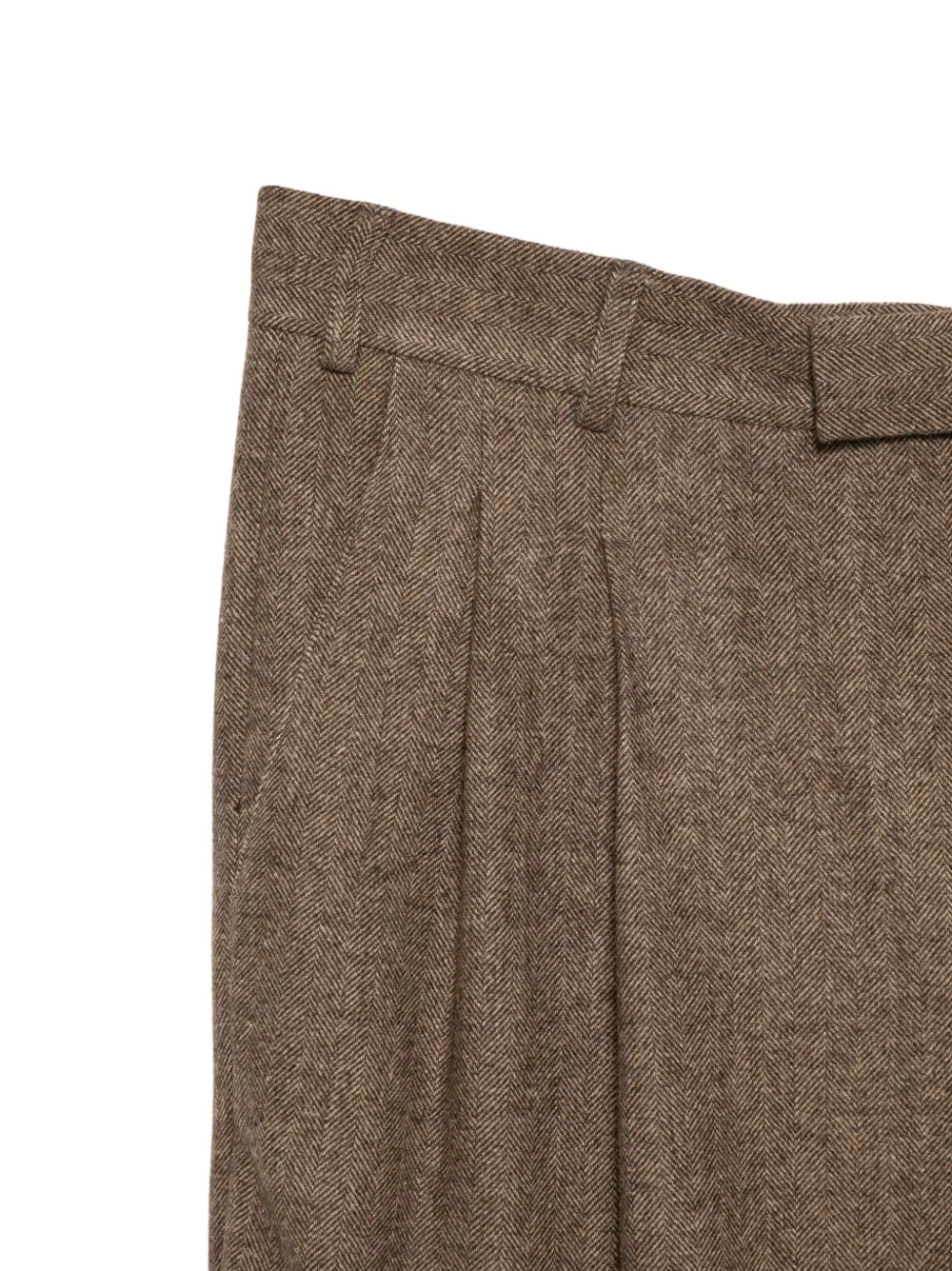 A Paper Kid Broek met visgraatpatroon Bruin