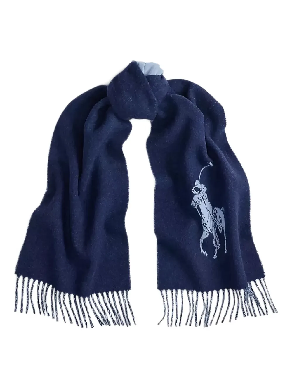 Polo Ralph Lauren Fringed Motif Scarf In Blue