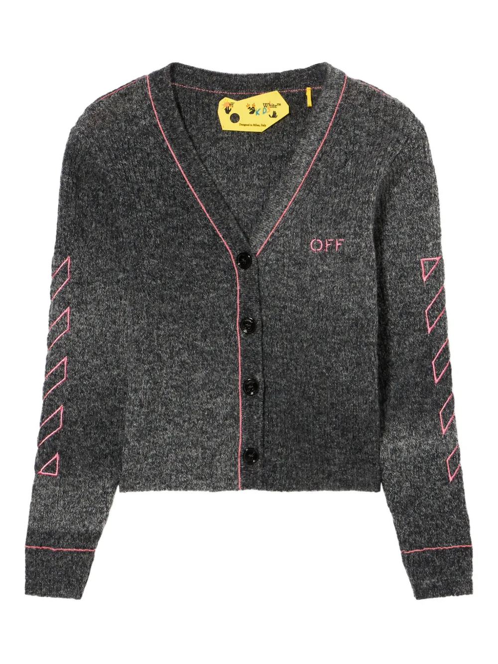 Off-White Kids エンブロイダリー ウールカーディガン - グレー Off-White Kids エンブロイダリー ウールカーディガン - グレー