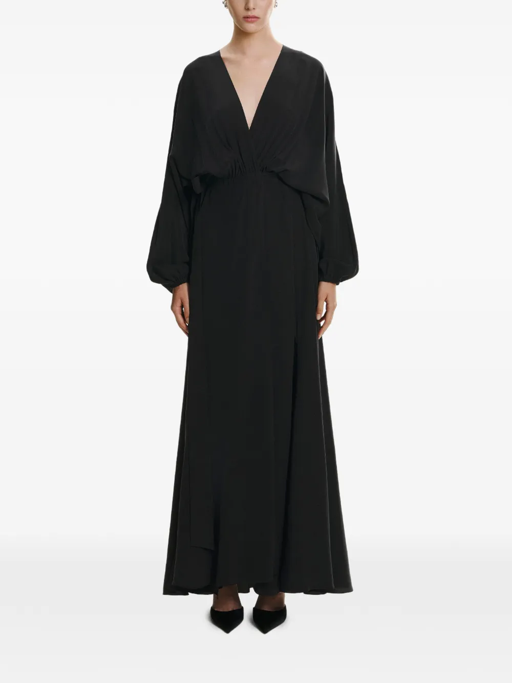  Lita Couture Vallee Wrap-effect Maxi Dress - Black 