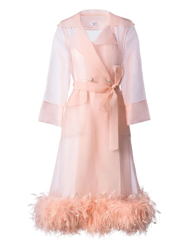pink trench dress Camellia Faille Rose Trench Dress