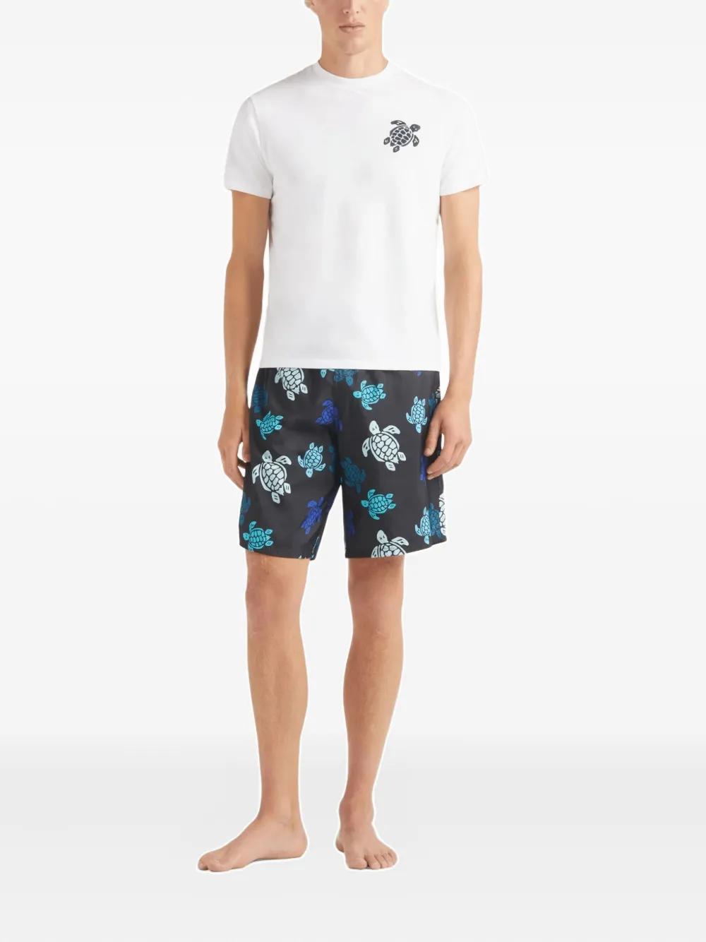 Vilebrequin T-shirt met ronde hals en geborduurde schildpad - Wit