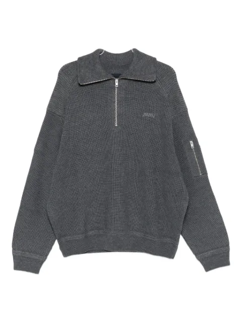 Juun.J ribbed half-zip sweater