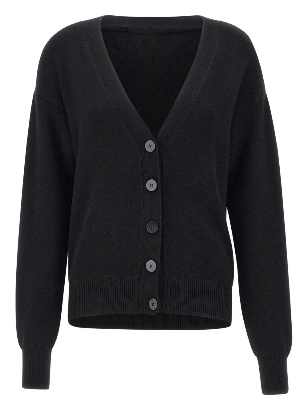 kaos cárdigan con botones y cuello en V | negro | Image 1