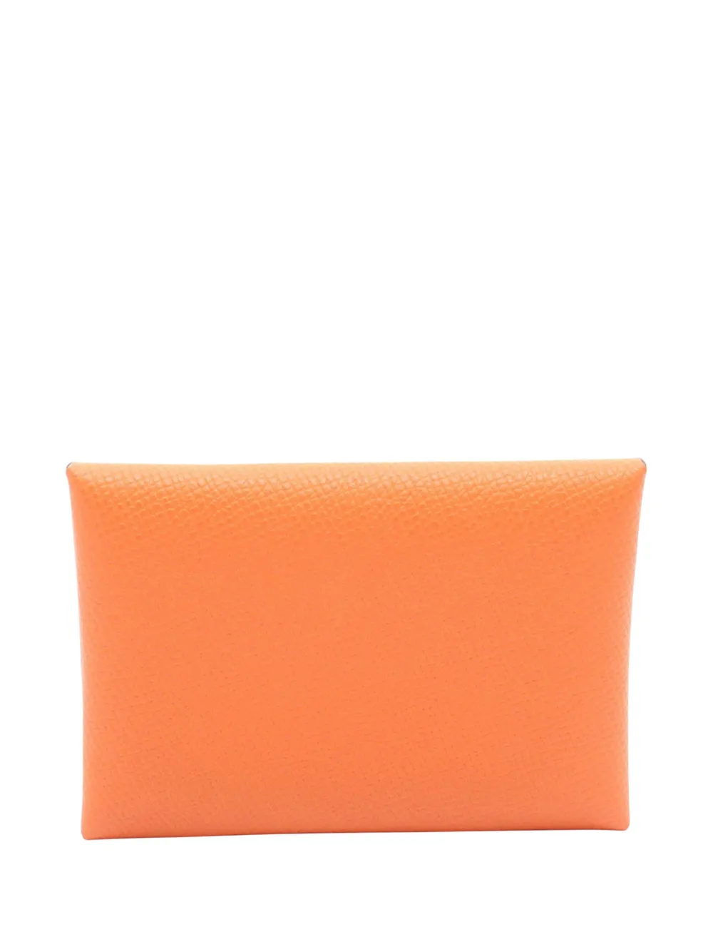 Pre-owned Hermes 2022 Epsom Calvi Duo Compact Card Holder In Orange