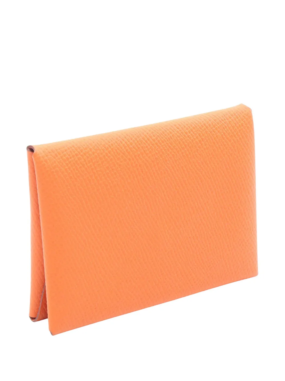 Pre-owned Hermes 2022 Epsom Calvi Duo Compact Card Holder In Orange