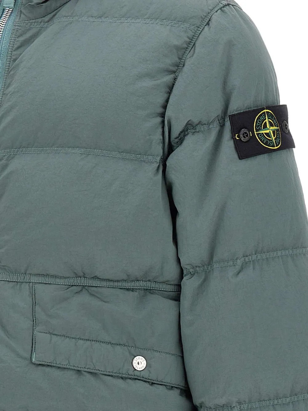 Stone Island Gewatteerde jas met capuchon en trekkoord Groen