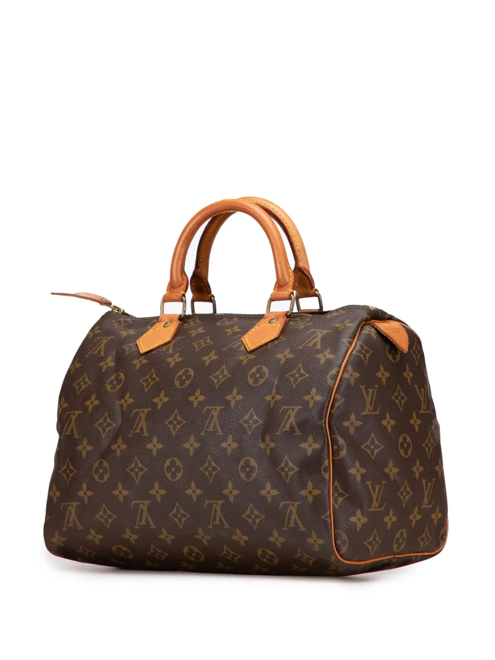 Pre-owned Louis Vuitton 1989 Monogram Speedy 30 Boston Bag In Brown