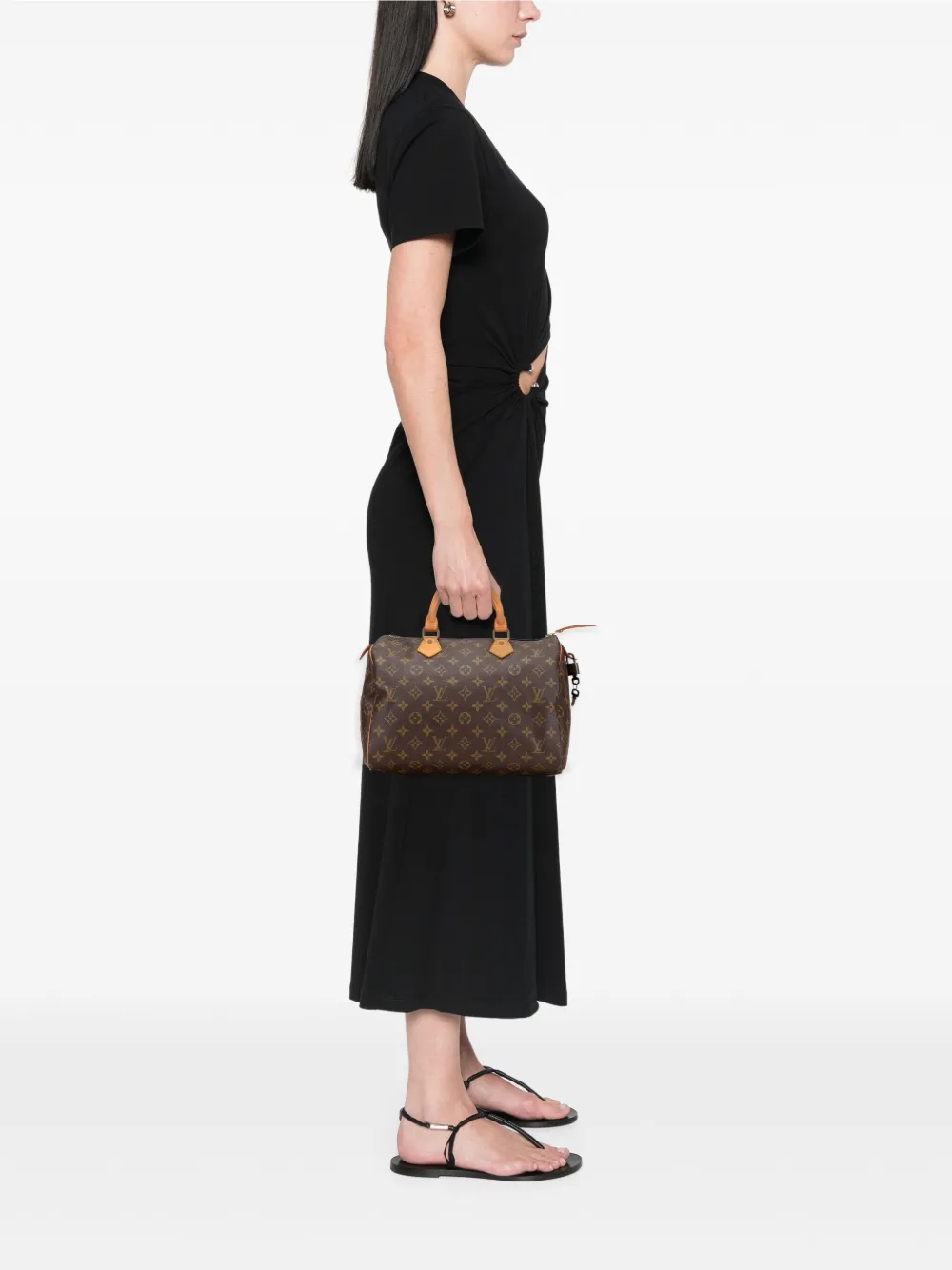 Pre-owned Louis Vuitton 1989 Monogram Speedy 30 Boston Bag In Brown