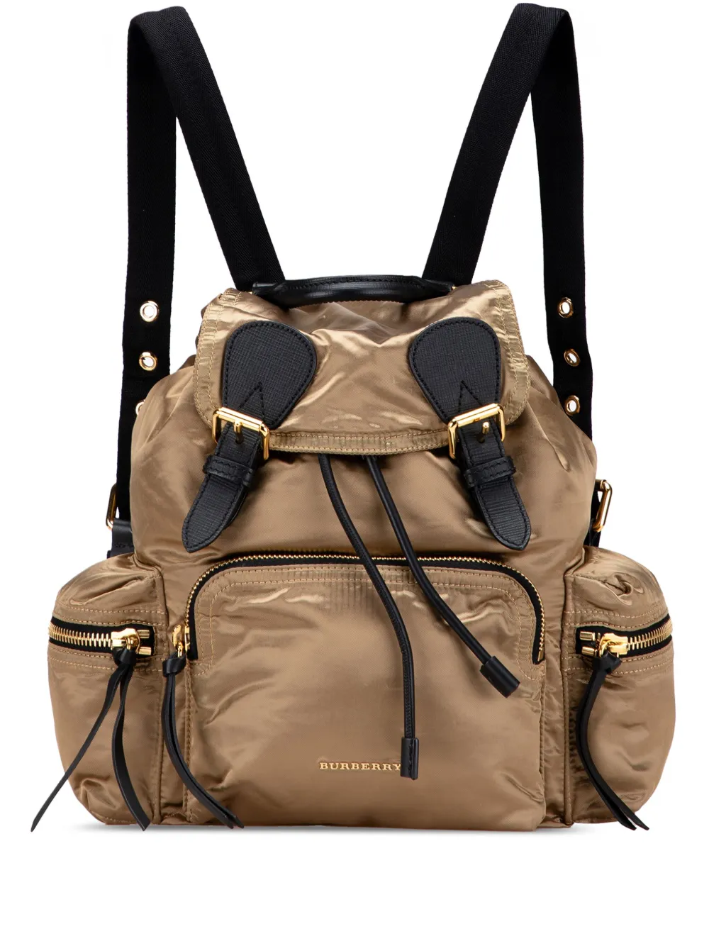 Pre-owned Burberry 2000-2017 Medium Nylon Runway Backpack In Gold