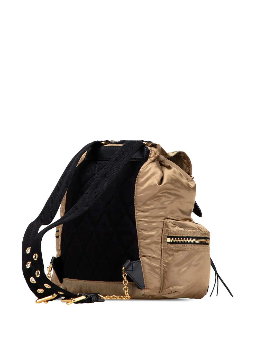 Pre-owned Burberry 2000-2017 Medium Nylon Runway Backpack In Gold