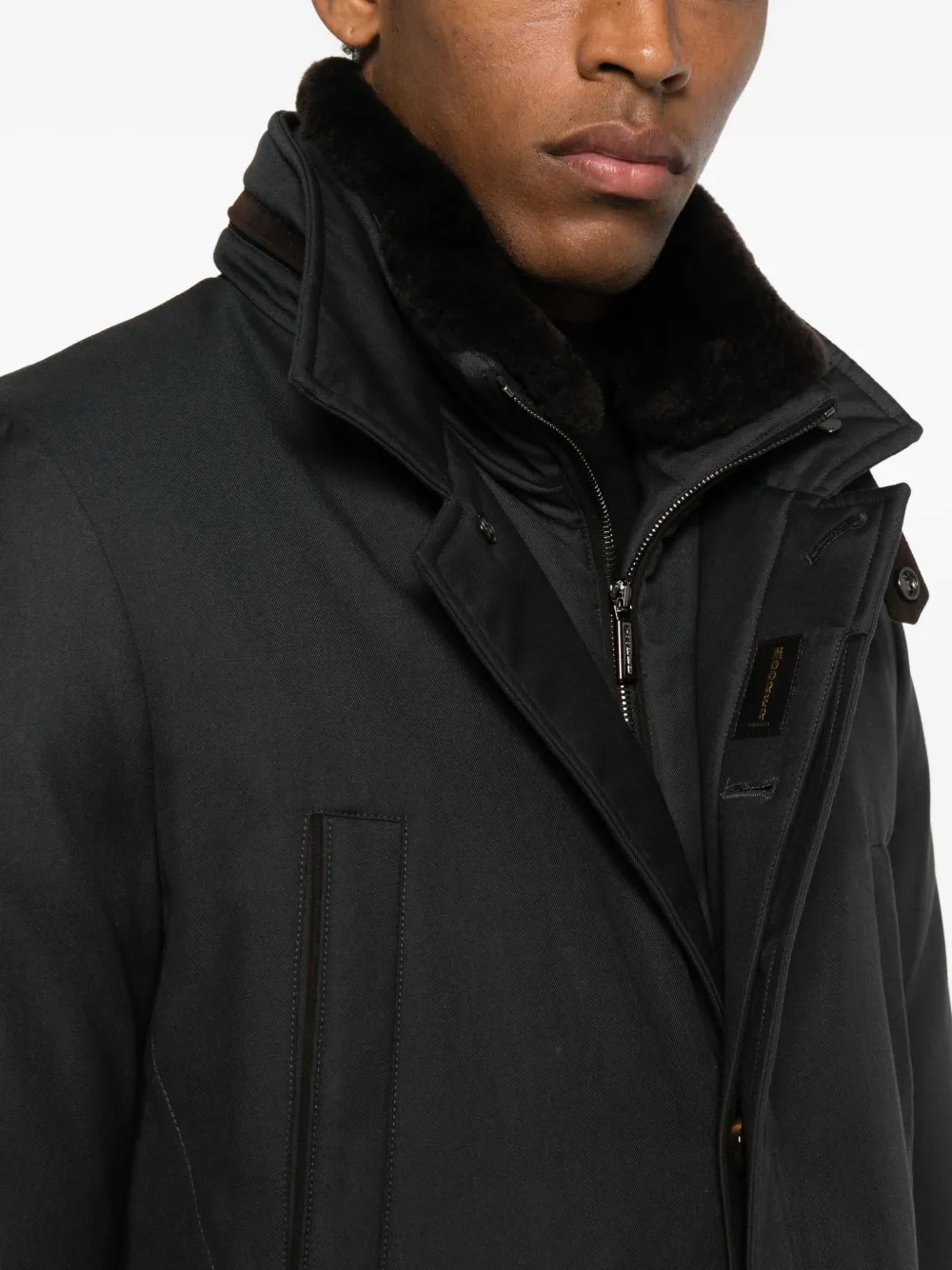 Moorer Fur Collar Pocket Jacket In Gray