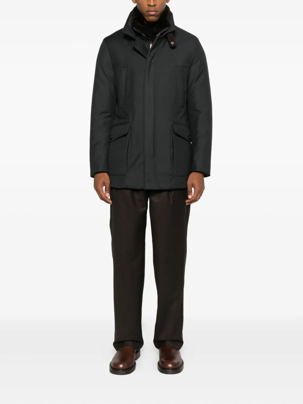 Moorer Fur Collar Pocket Jacket In Gray