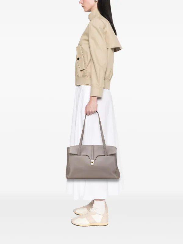 Celine Pre-Owned 2020 Medium Leather Soft 16 Shoulder Bag | Grey