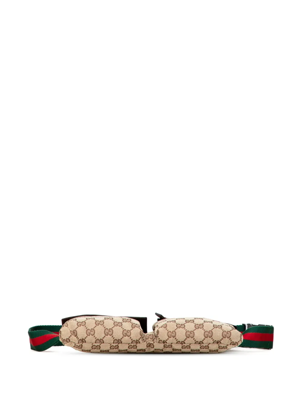 Pre-owned Gucci 2000-2015 Gg Canvas Web Double Pocket Belt Bag In Brown