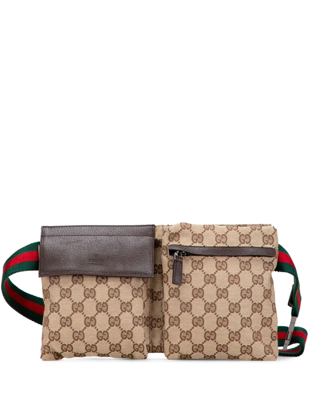 Gucci Pre-Owned 2000-2015 GG Canvas Web Double Pocket belt bag | Brown | Image 1