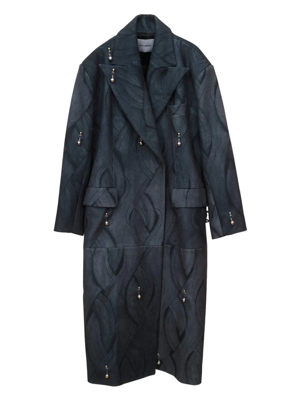 Kata Szegedi Sofia Pierced Patterned Coat In Gray