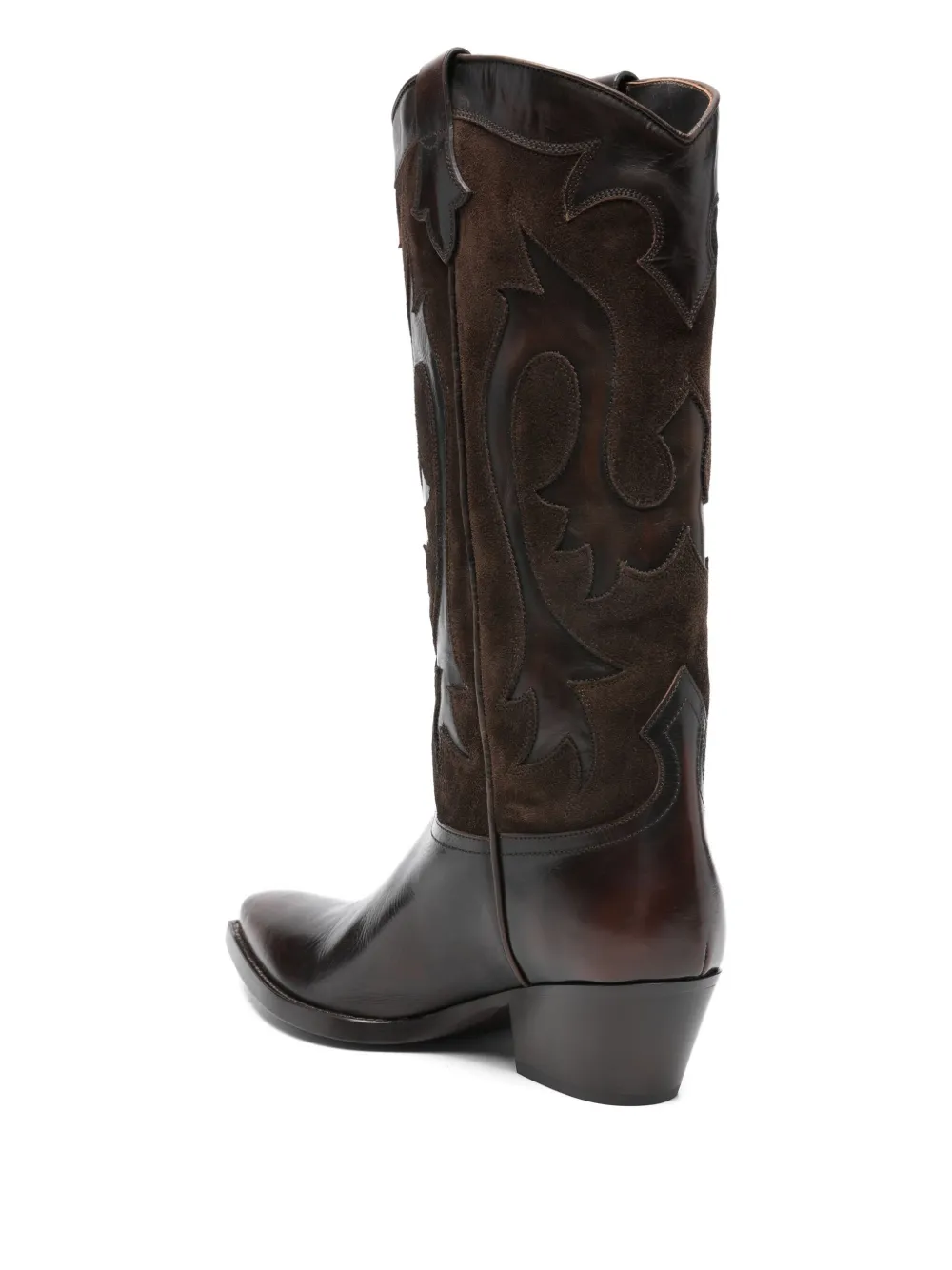 Sartore Suede Panelled Boots In Brown