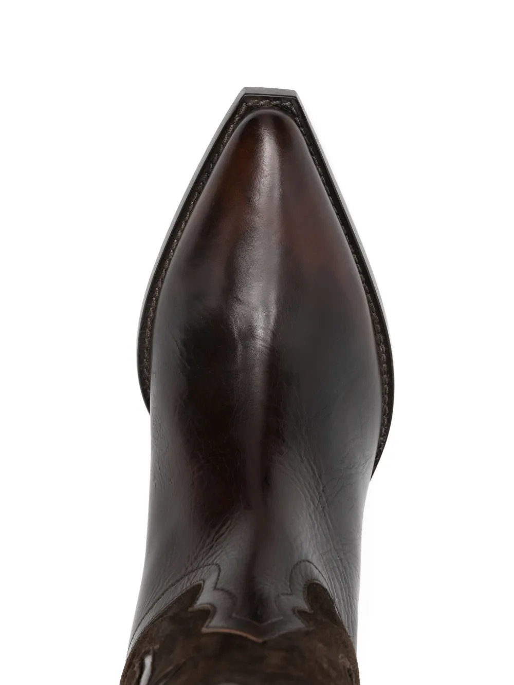 Sartore Suede Panelled Boots In Brown