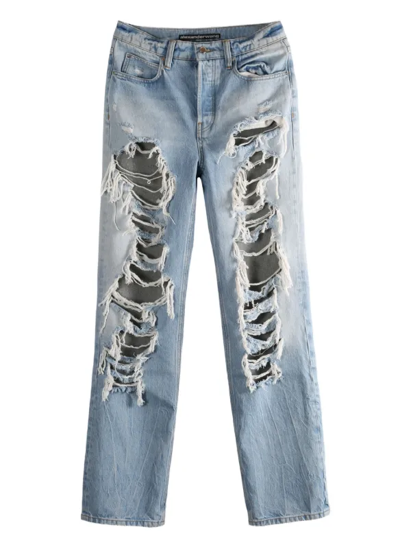 Alexander Wang ダメージ ジーンズ | ブルー | FARFETCH JP