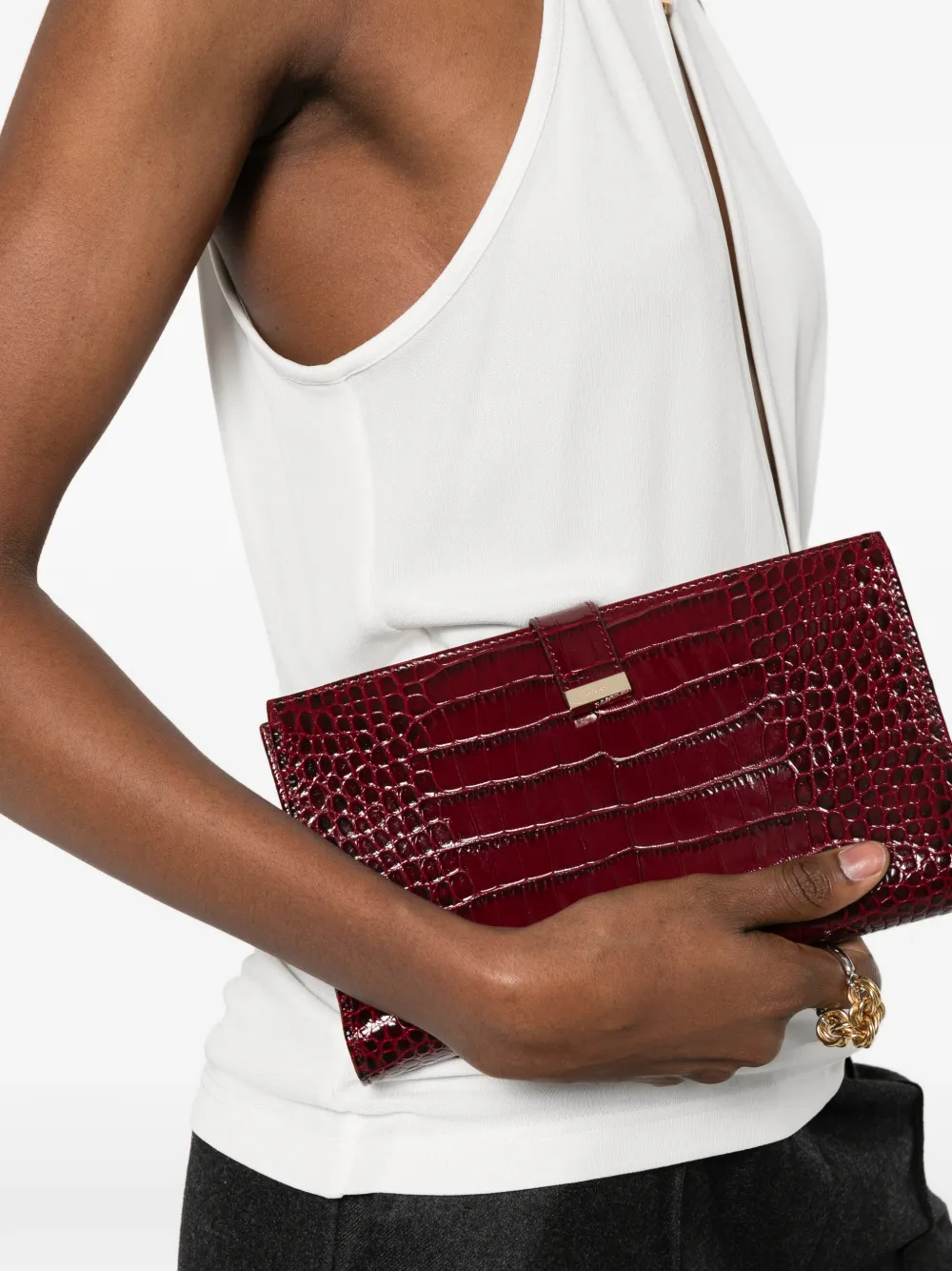 TOM FORD Portemonnee met krokodillen-reliëf - Rood