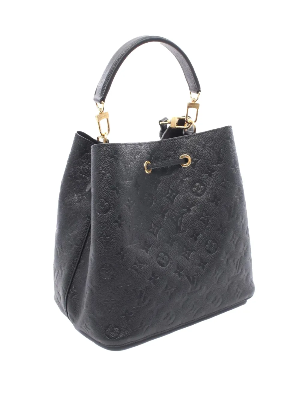 Pre-owned Louis Vuitton 2021-2025 Monogram Empreinte Neonoe Mm Bucket Bag In Black