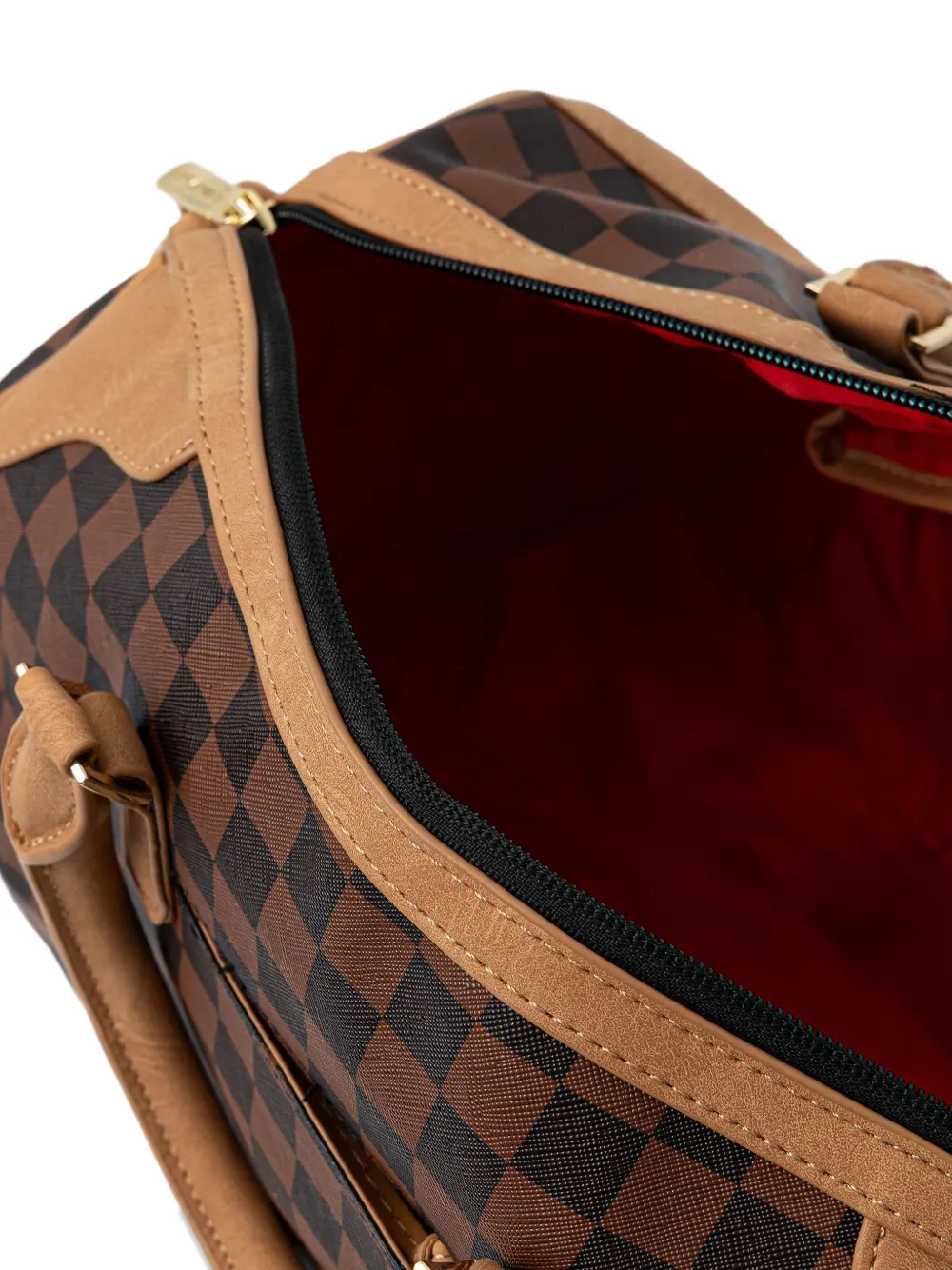 Sprayground Checked-pattern Luggage Bag In Brown