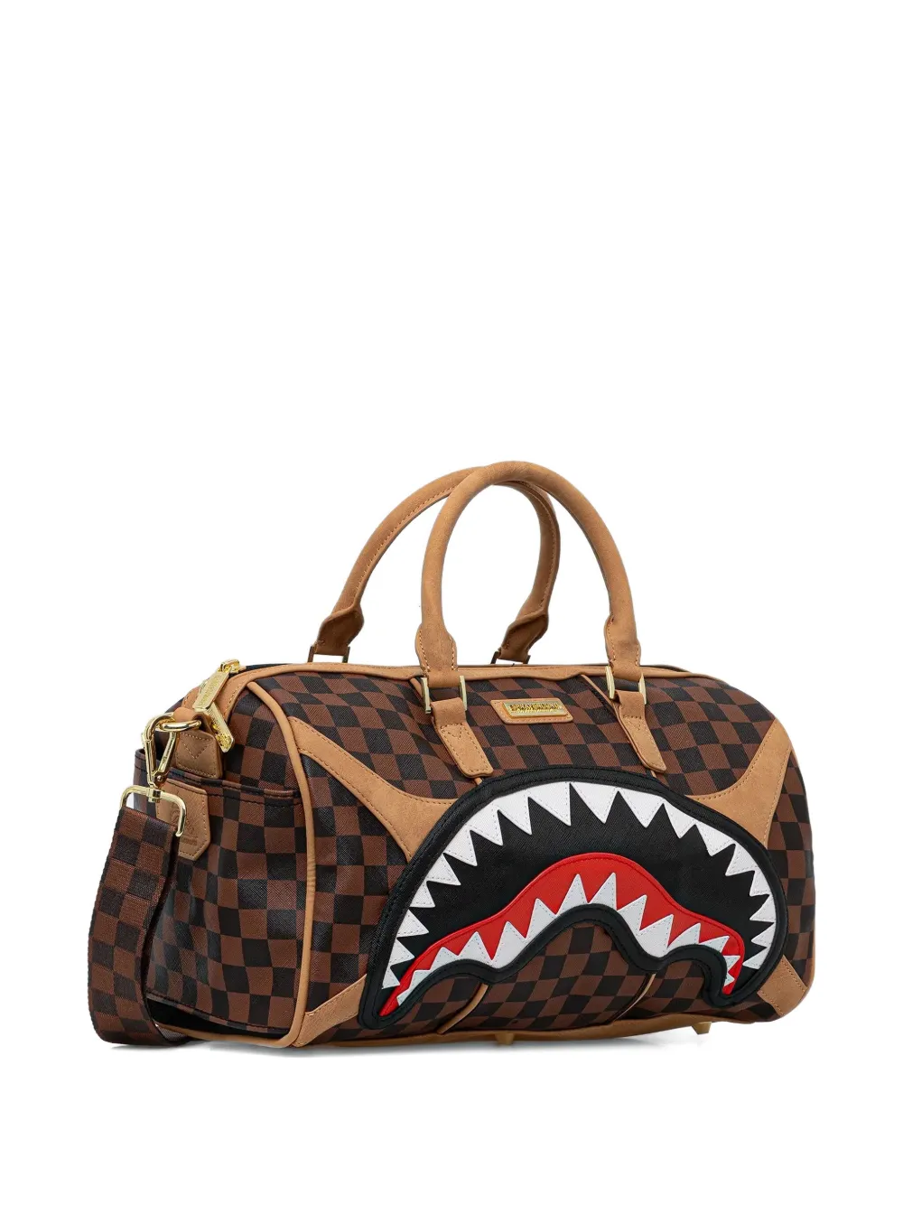 Sprayground Checked-pattern Luggage Bag In Brown