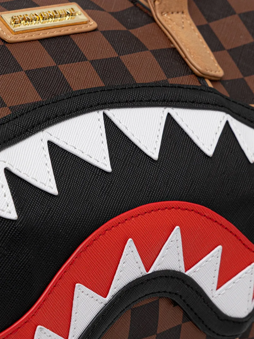 Sprayground Checked-pattern Luggage Bag In Brown