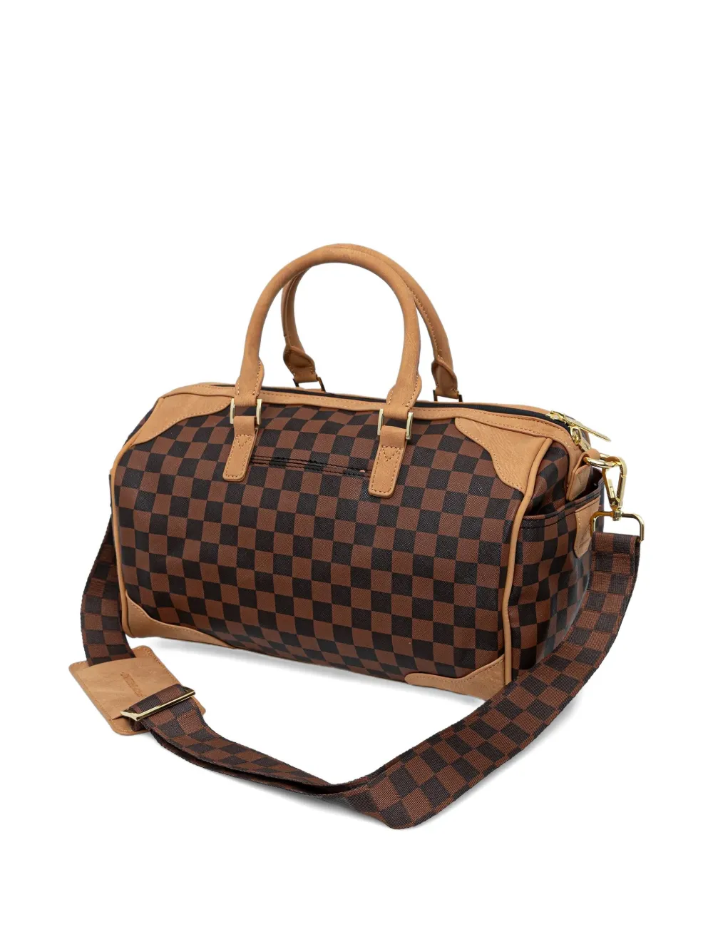 Sprayground Checked-pattern Luggage Bag In Brown