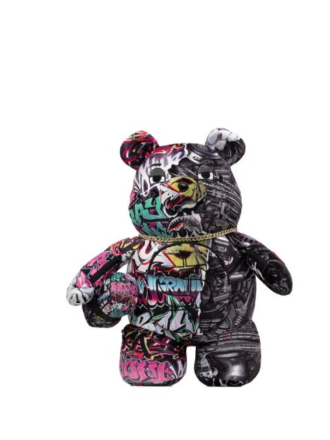 Sprayground graffiti-print bear-shape backpack