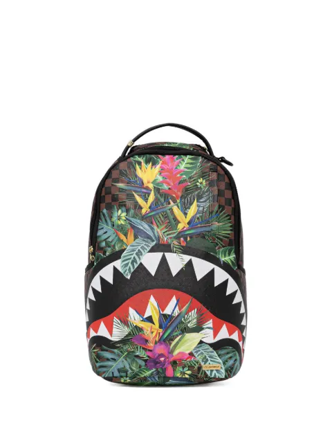 Sprayground checked-pattern floral-print backpack
