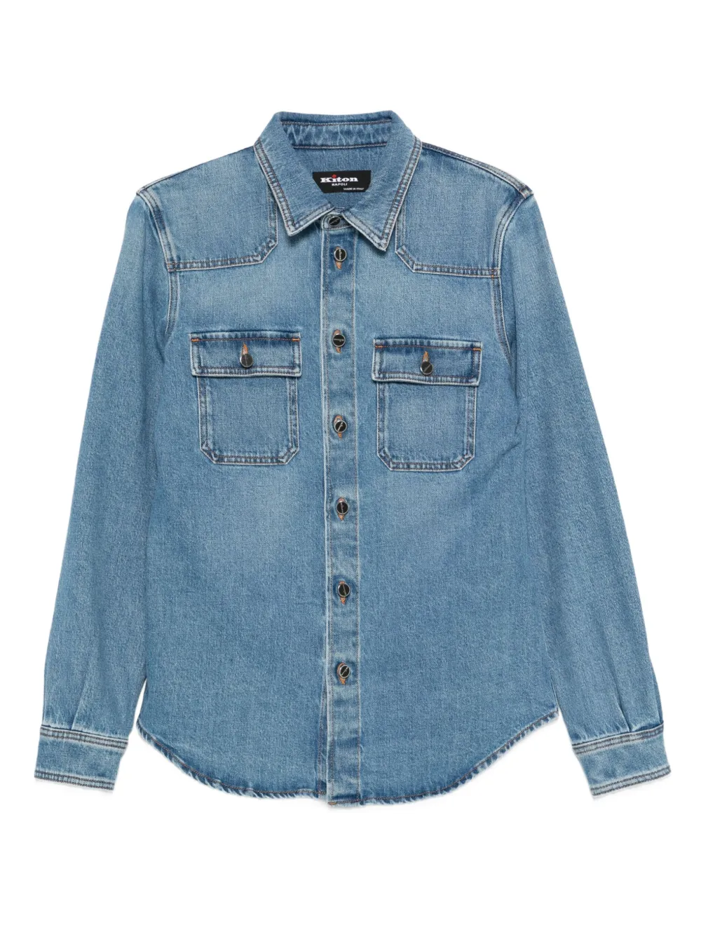 Kiton chest-pockets overshirt – Blue