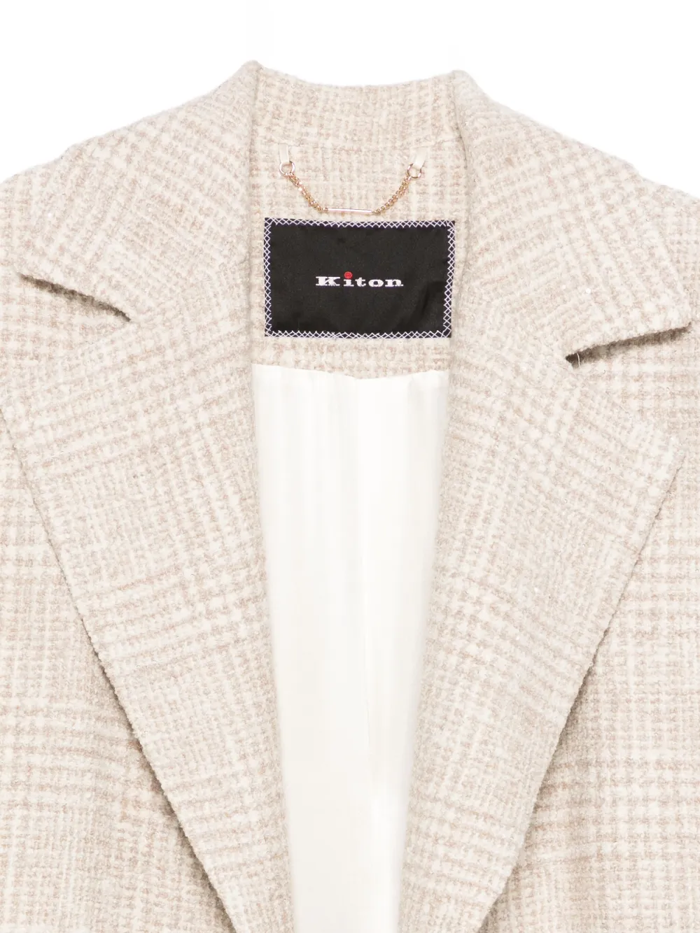 Kiton Geruite jas met gekerfde kraag Beige