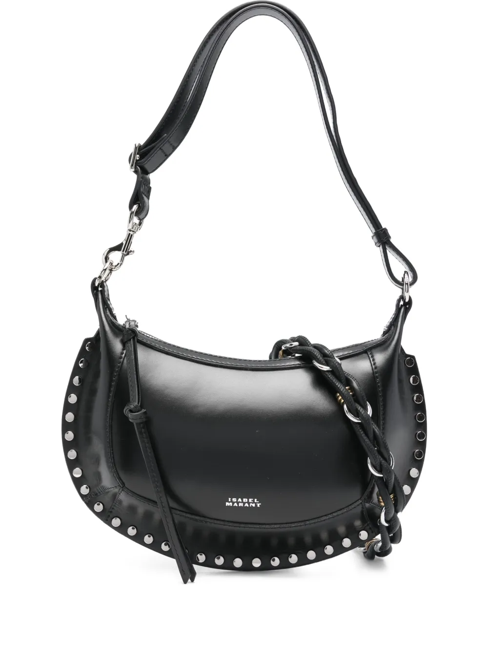 Isabel Marant Oskan Moon Studded Shoulder Bag In Black