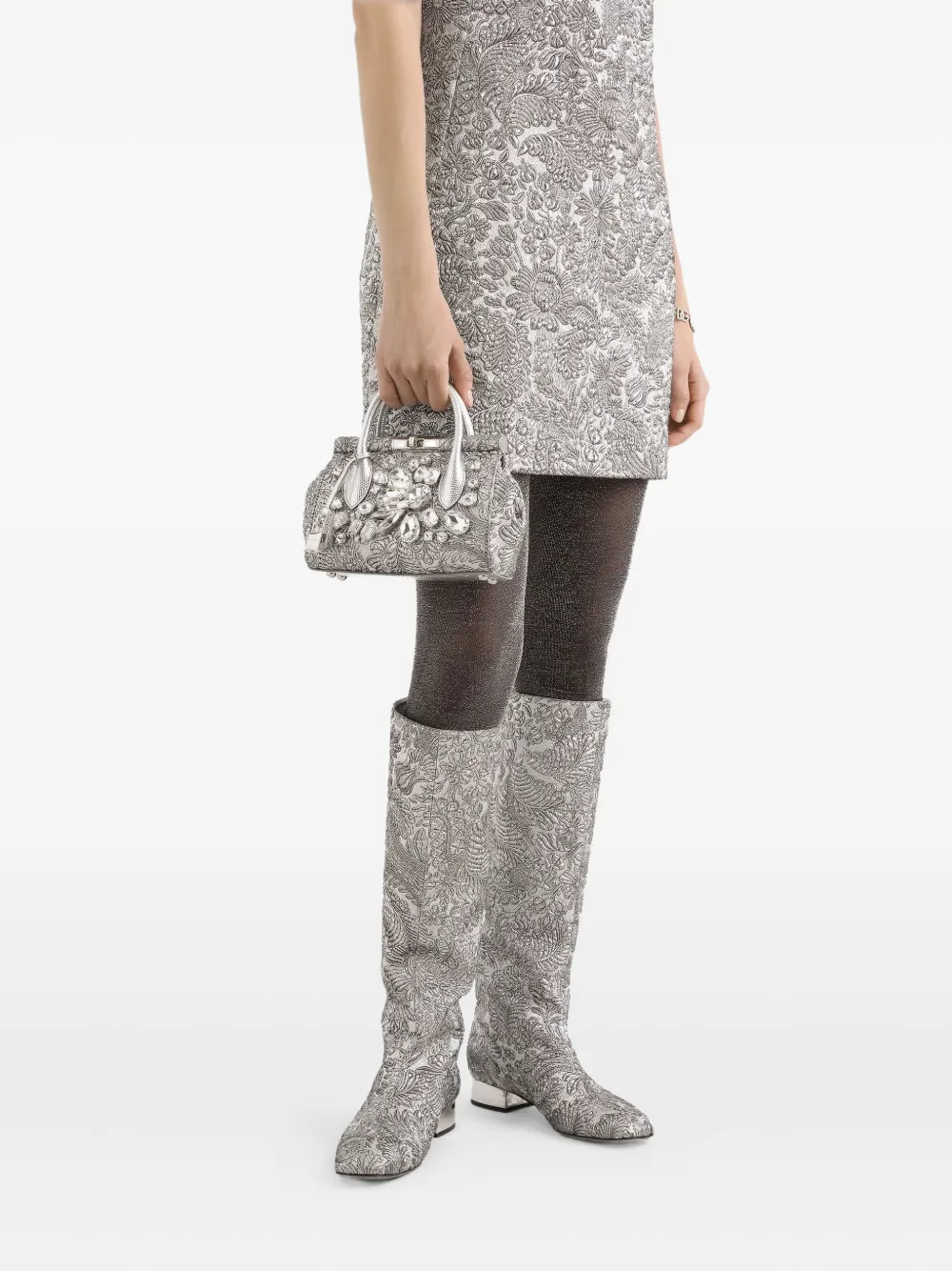 Dolce & Gabbana Marlene Day mini-shopper met borduurwerk - Zilver